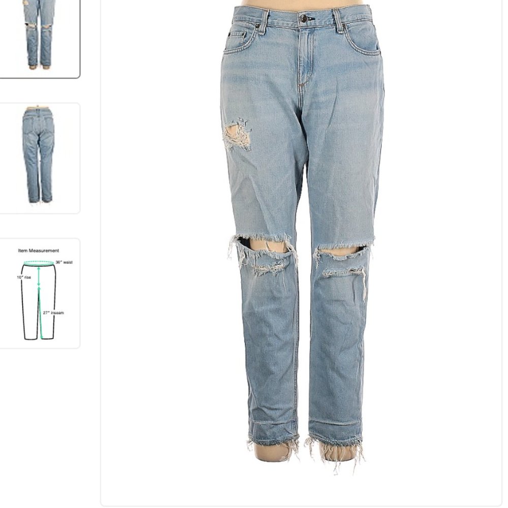 Rag & Bone Trendy Light Wash Distressed Denim - 34" waist